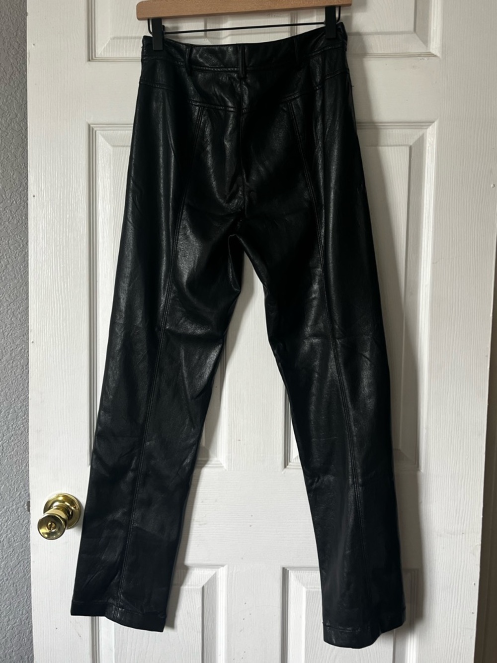 Diane Von Furstenberg Black Faux Leather Chanda Trousers - Picture 3 of 12